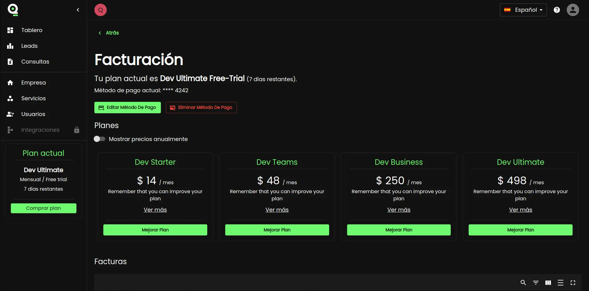 puede ser una imagen de la portada del dashboard de app.qantto.io